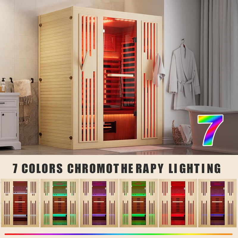 MEISSALIVVE Full Spectrum Sauna for Home, 2-3 Person YK8002