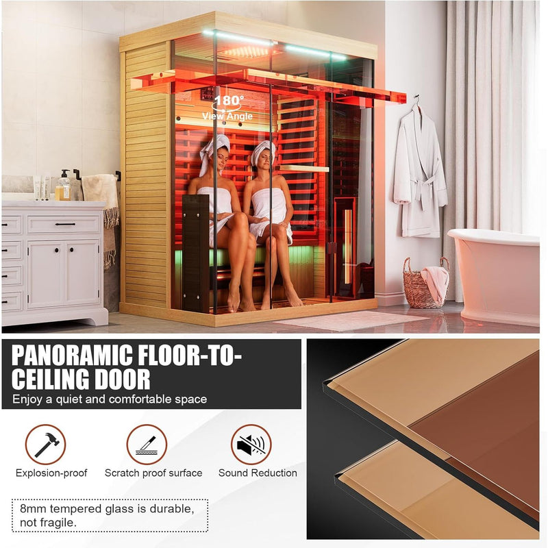 MEISSALIVVE Full Spectrum Infrared Sauna，2-3 Person Home Sauna 4744R6S