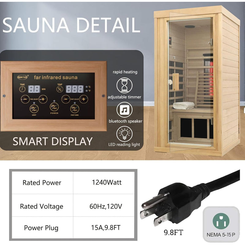 Kunsana Ceramic Infrared Sauna, 1 Person Infrared Sauna, KM-901MHD