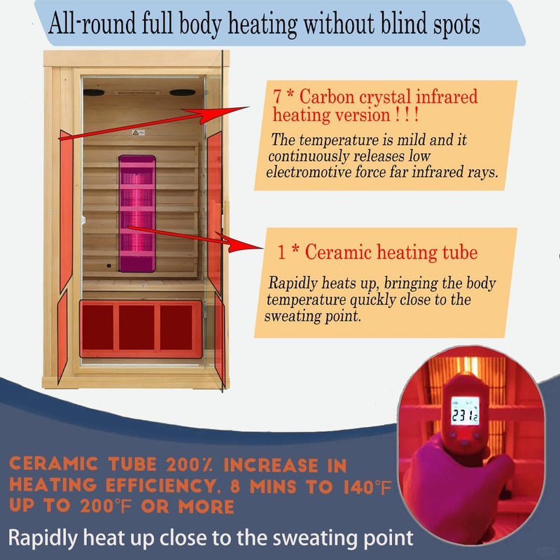 Kunsana Ceramic Infrared Sauna, 1 Person Infrared Sauna, KM-901MHD