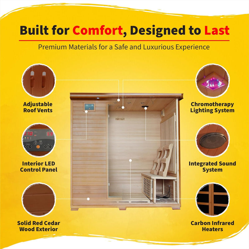 Blue Wave Great Bear 6-Person Cedar Infrared Sauna with 10 Carbon Heaters  BSA1323